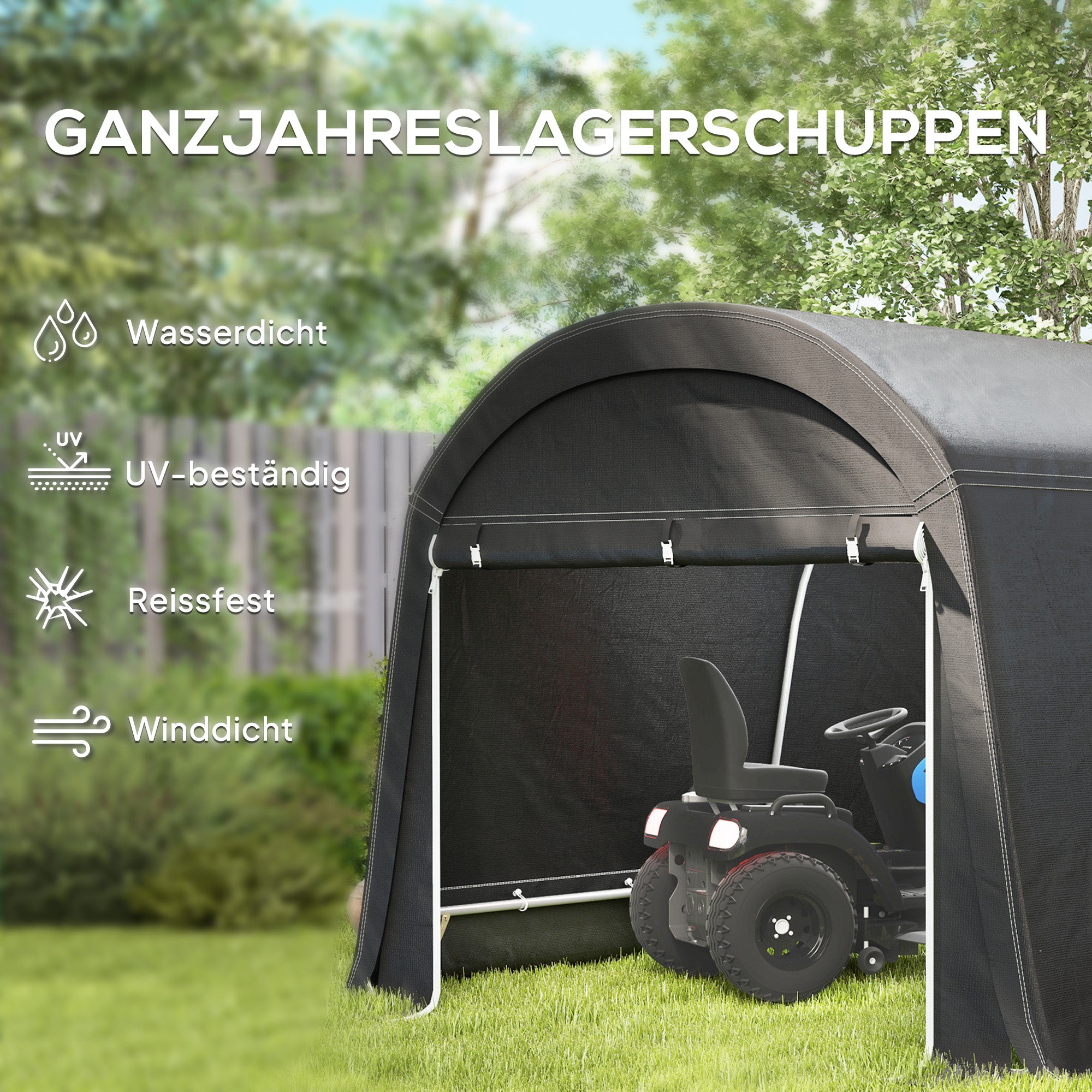Bike Storage Shed, Waterproof Equipment Tent with Door, Anti-Dust Bike Cover, Shelter, Foil Storage Shed Bike Shed Garage for Garden 300x600x230 cm, Dark Gray