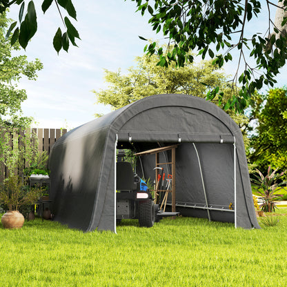 Bike Storage Shed, Waterproof Equipment Tent with Door, Anti-Dust Bike Cover, Shelter, Foil Storage Shed Bike Shed Garage for Garden 300x600x230 cm, Dark Gray