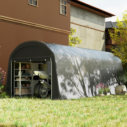 Bike Storage Shed, Waterproof Equipment Tent with Door, Anti-Dust Bike Cover, Shelter, Foil Storage Shed Bike Shed Garage for Garden 300x600x230 cm, Dark Gray