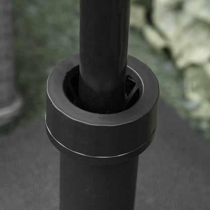 Umbrella Base with 4 Lockable Wheels Fillable Parasol Stand with 18 kg Sand or 16 kg Water for Garden Patio Terrace 45x45x39 cm Black
