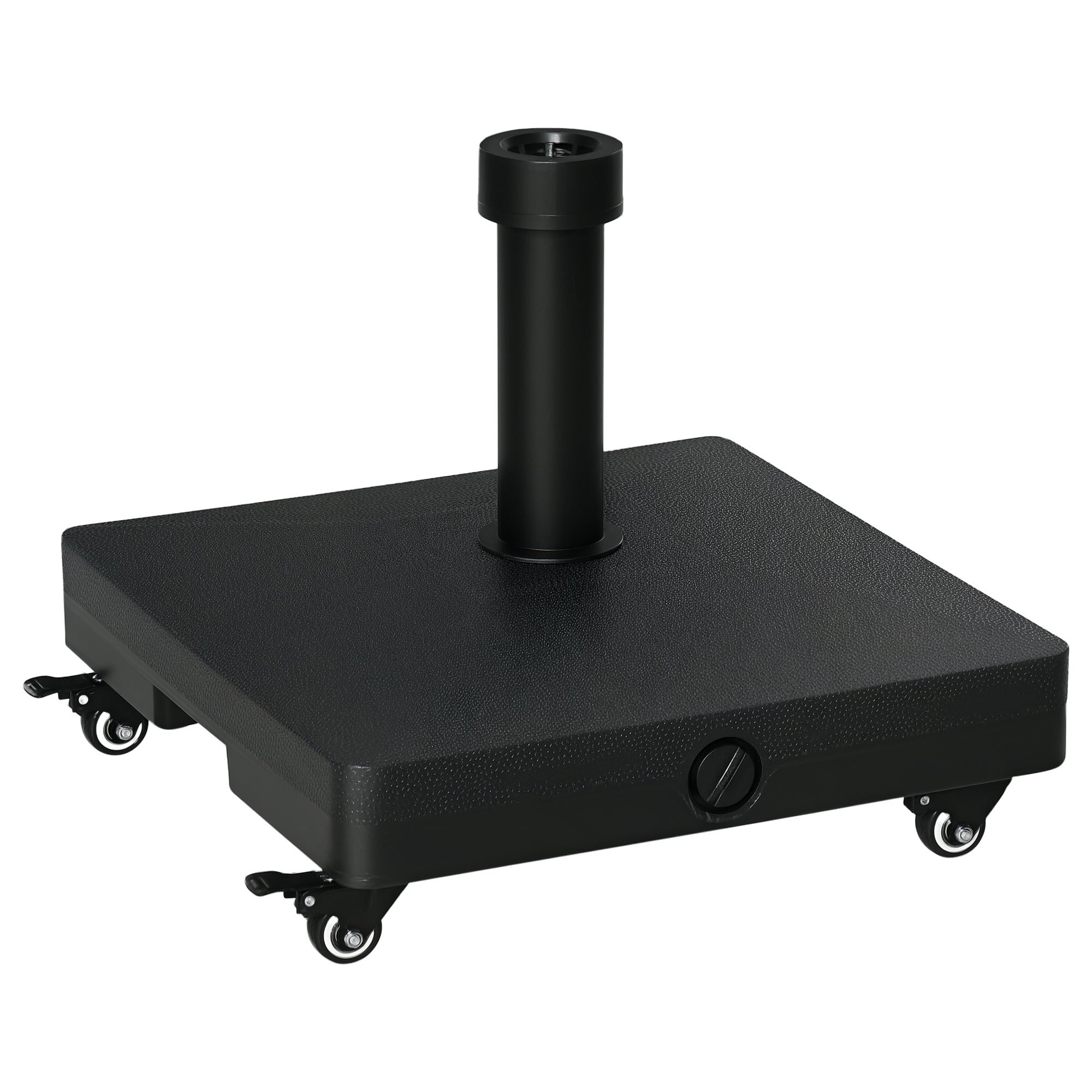Umbrella Base with 4 Lockable Wheels Fillable Parasol Stand with 18 kg Sand or 16 kg Water for Garden Patio Terrace 45x45x39 cm Black