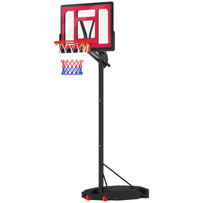 Outdoor Kids Basketball Hoop, Adjustable Height Basketball Stand with 83x60cm Backboard, Wheels, Weight Bag, Outdoor Basketball System for Kids Teens aged 6 years and above, Red