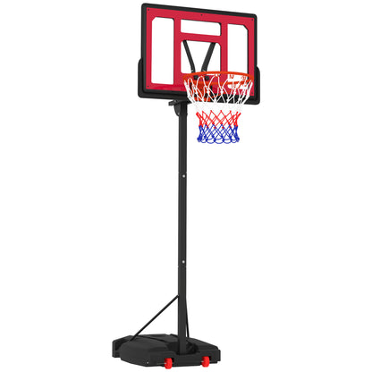 Outdoor Kids Basketball Hoop, Adjustable Height Basketball Stand with 83x60cm Backboard, Wheels, Weight Bag, Outdoor Basketball System for Kids Teens aged 6 years and above, Red