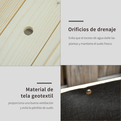 Raised Urban Garden Planting Table 118x55x83 cm Wooden Raised Bed with Shelf Geotextile Fabric Wheels with Brakes Portable for Gardening in Garden Terrace Natural Color