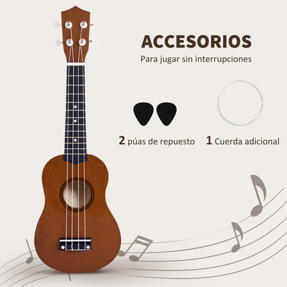 21 Inch Soprano Ukulele for Beginners Suitable for Concerts and Schools Nylon Strings Wood Brown