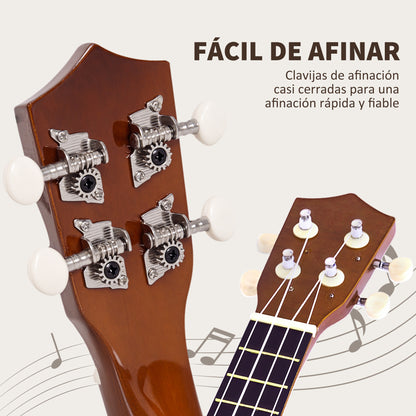 21 Inch Soprano Ukulele for Beginners Suitable for Concerts and Schools Nylon Strings Wood Brown