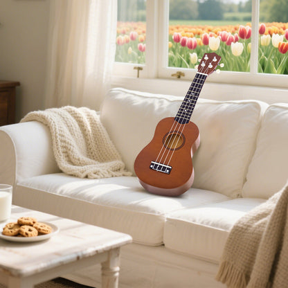 21 Inch Soprano Ukulele for Beginners Suitable for Concerts and Schools Nylon Strings Wood Brown