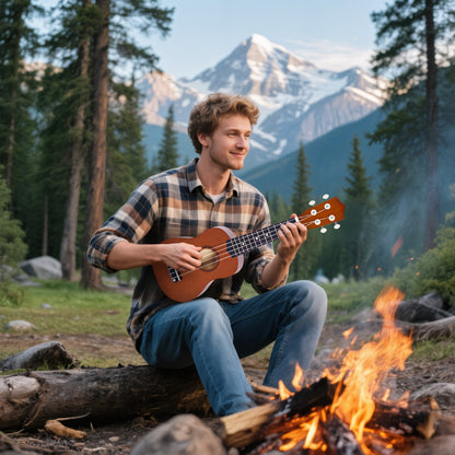 21 Inch Soprano Ukulele for Beginners Suitable for Concerts and Schools Nylon Strings Wood Brown