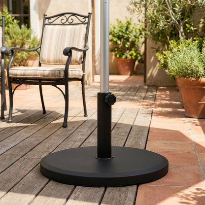 13 kg (28.7 lb) Cement Umbrella Base, Round Parasol Stand — Fits Ø34/38/48 mm (1.34/1.50/1.89 in) Poles — For Balcony, Patio, Garden — Black
