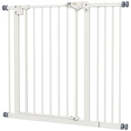 Door Guard Stair Guard with 14 cm Extension Door Gate without Drilling Stair Gate for Widths 74-94 cm Double-Swing Metal White