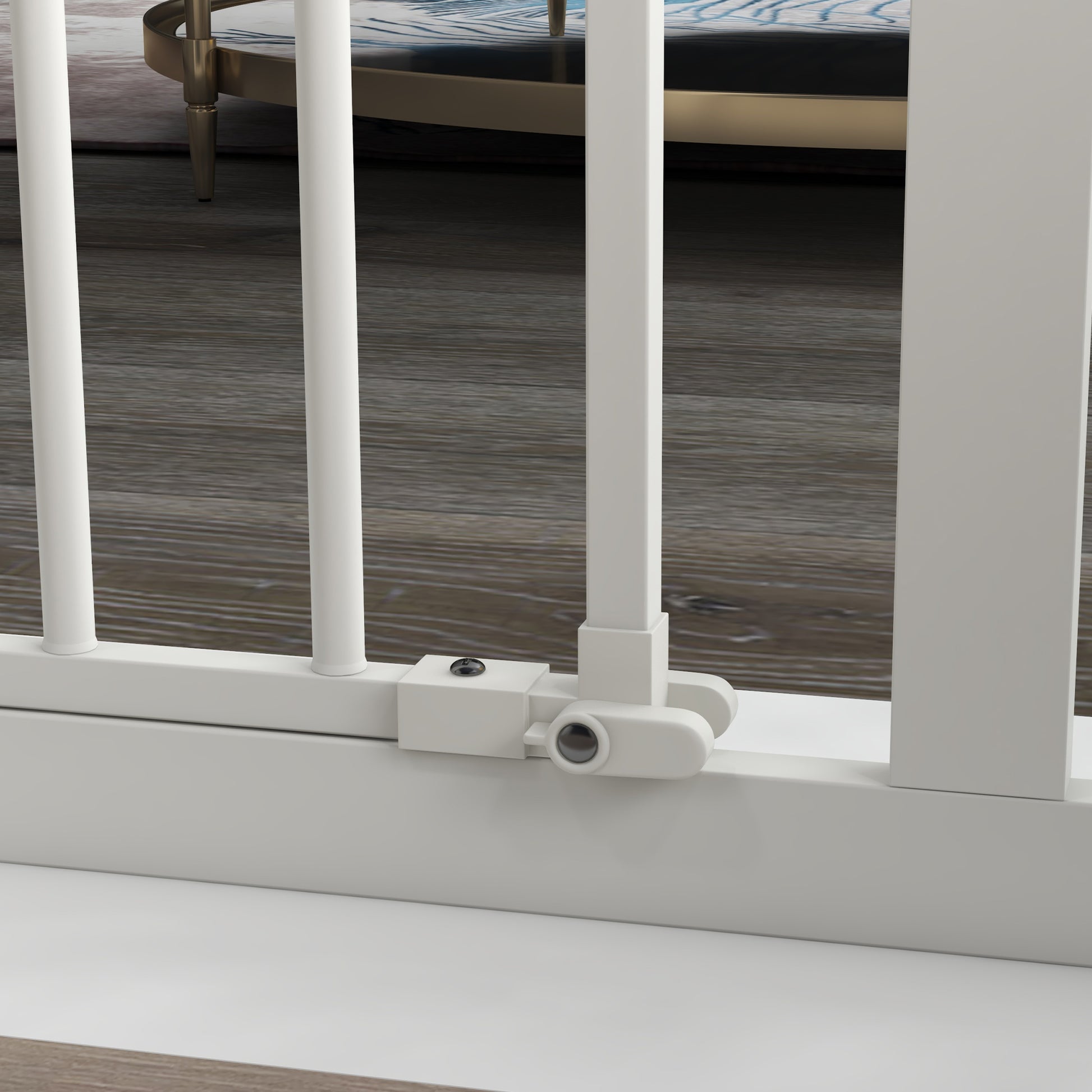 Door Guard Stair Guard with 14 cm Extension Door Gate without Drilling Stair Gate for Widths 74-94 cm Double-Swing Metal White