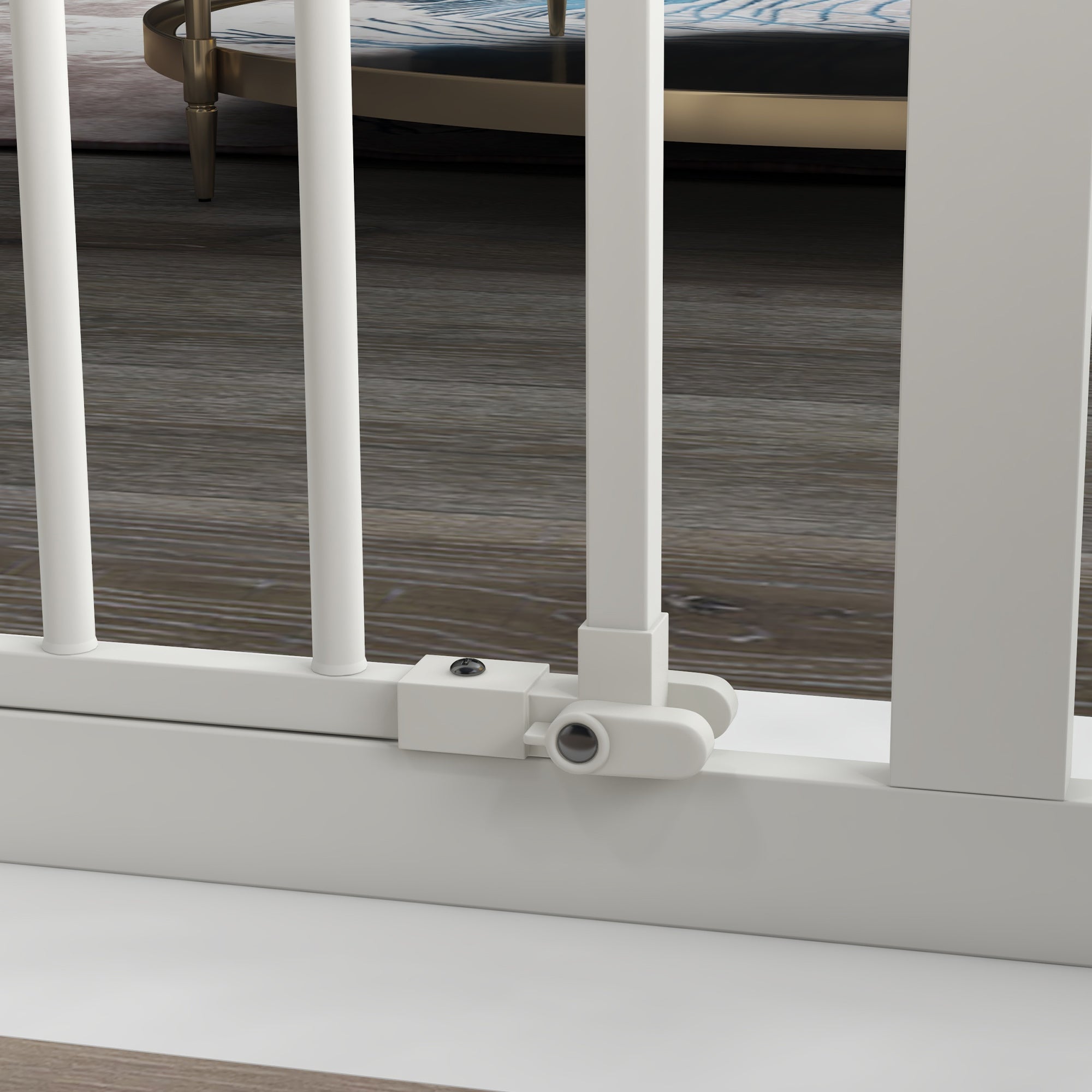 Door Guard Stair Guard with 14 cm Extension Door Gate without Drilling Stair Gate for Widths 74-94 cm Double-Swing Metal White