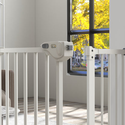 Door Guard Stair Guard with 14 cm Extension Door Gate without Drilling Stair Gate for Widths 74-94 cm Double-Swing Metal White