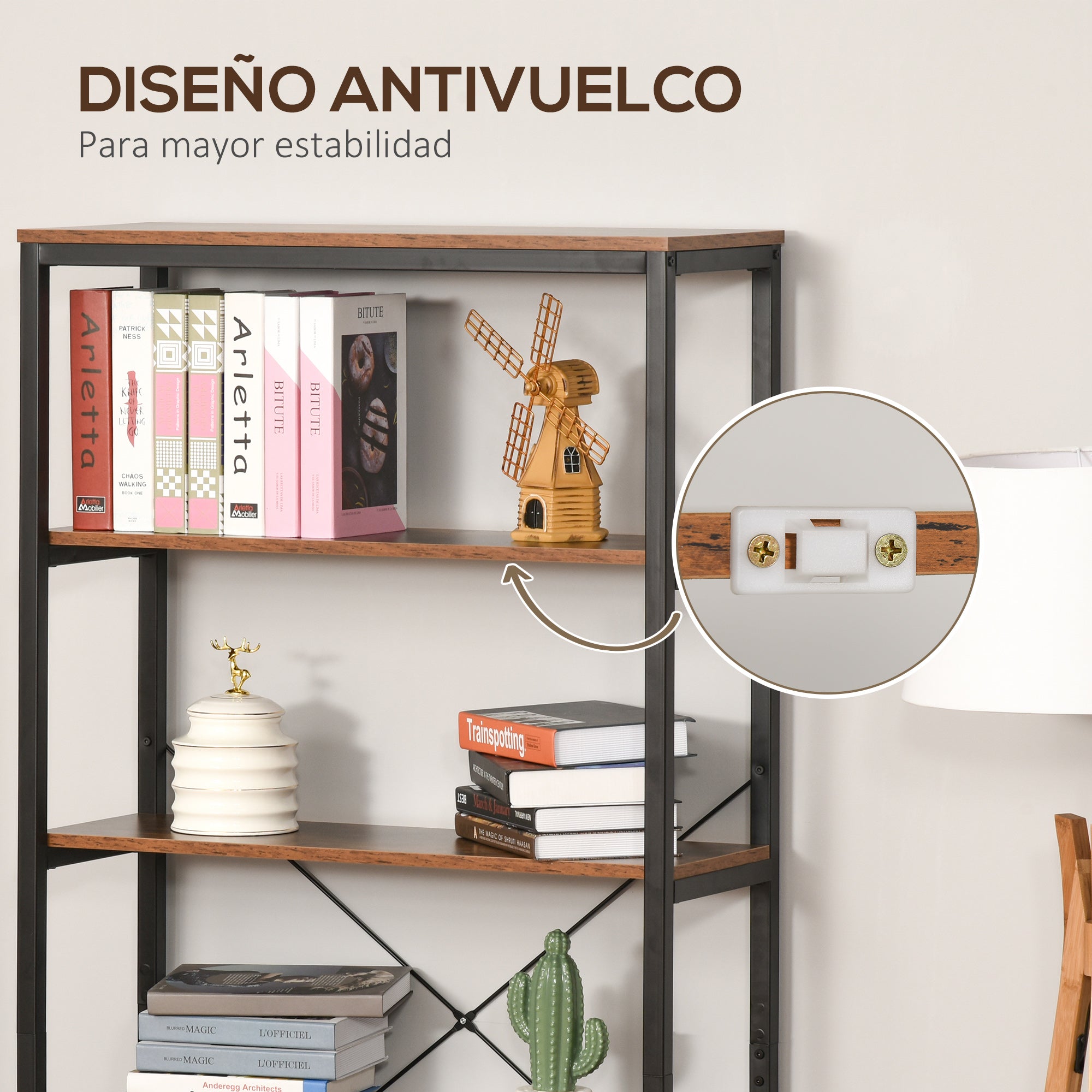 Industrial Style Retro Bookcase with 6 Open Shelves for Books and Anti-Tip System Storage for Living Room Office 31.5x11.8x70.9 inches Rustic Brown