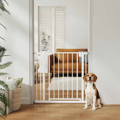 No-Drill Safety Gate for Babies & Pets — Fits 30–35 in x 30 in, Auto-Close, One-Hand Operation, Dual Lock — White