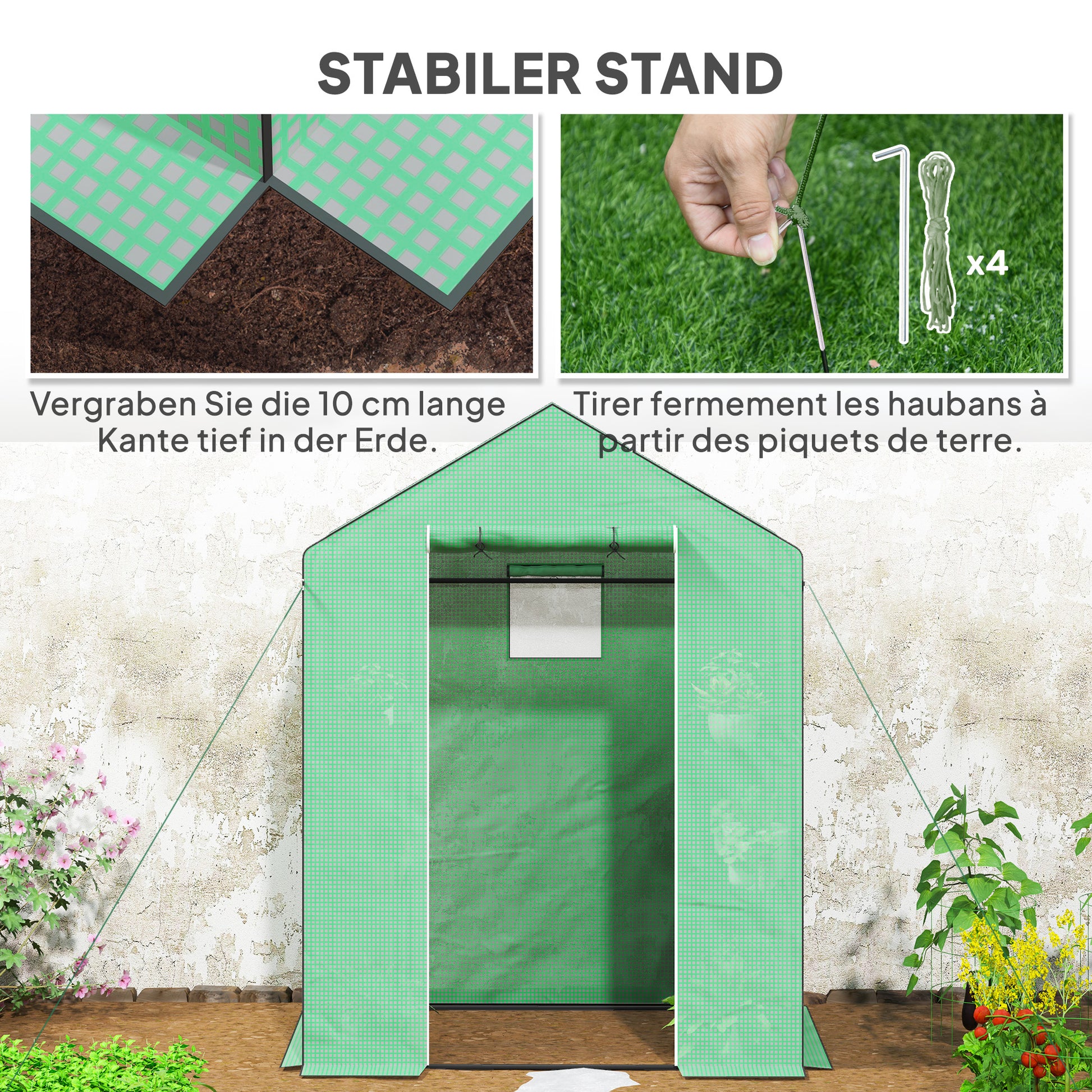 Greenhouse with Roll-Up Door, Window, Shelves, Winterproof Steel Frame Greenhouse for Balcony, Garden, Tomato House 143 x 74 x 190 cm, Tomato Greenhouse for Tomatoes, Vegetables, Green
