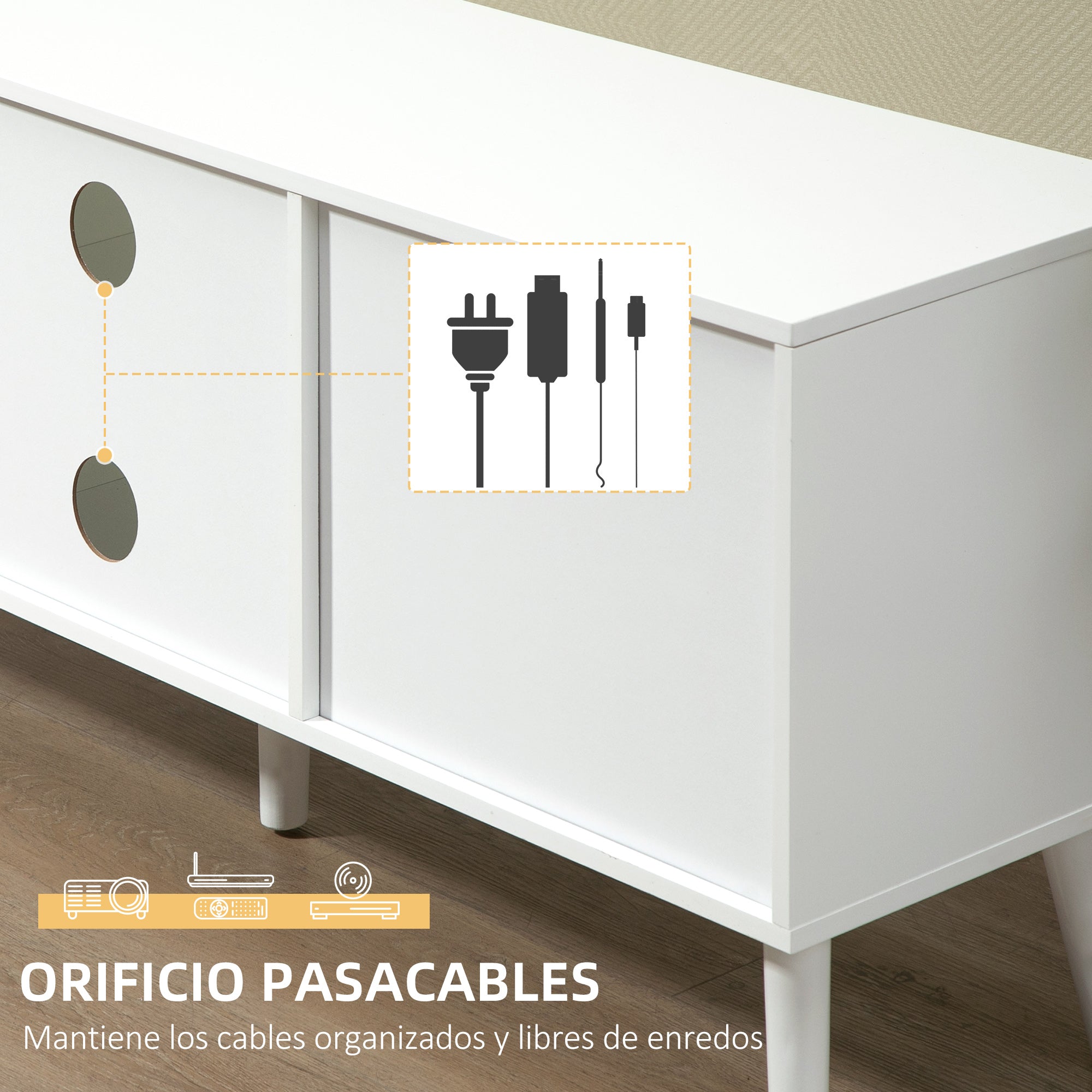 TV Stand for TVs up to 50 Inches Modern TV Stand with 2 Fabric Drawers 2 Open Shelves 110x29x46.5 cm White and Gray