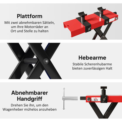 Motorcycle Jack 500 kg Load Capacity Motorcycle Lift 95-400 mm Height Adjustable Mount Stand Bike Repair Scissor Jack in Garage & Outdoor Areas