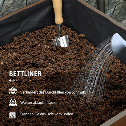 Raised Planter Box made of Wood, 3-Tier Flower Box Vegetable Garden with Inner Lining, Herb Box for Garden, Balcony, Natural, 108 x 80 x 140 cm