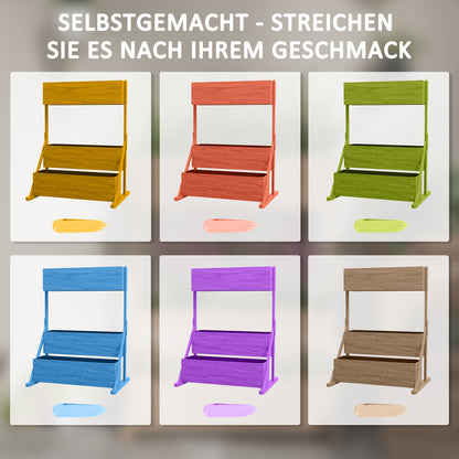 Raised Planter Box made of Wood, 3-Tier Flower Box Vegetable Garden with Inner Lining, Herb Box for Garden, Balcony, Natural, 108 x 80 x 140 cm