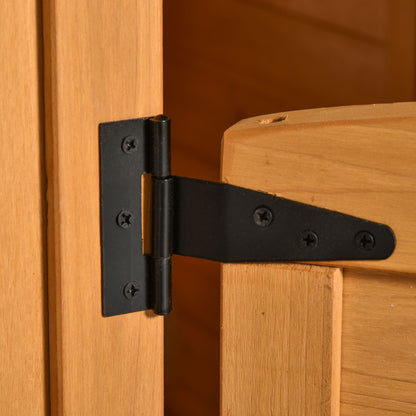 Wooden Kids Playhouse with Bench Mailbox Chalkboard Planter Windows and Door for Outdoor 122x108x135.5 cm Natural