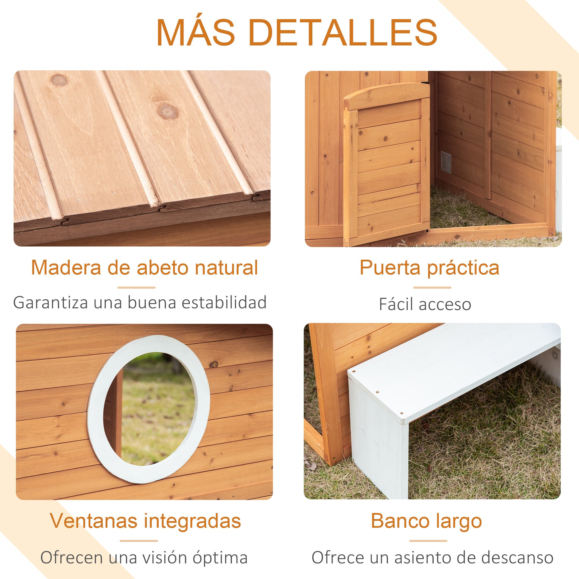 Wooden Kids Playhouse with Bench Mailbox Chalkboard Planter Windows and Door for Outdoor 122x108x135.5 cm Natural