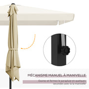 Square Tilted Cantilever Umbrella with Cross Base 3x3x2.56H m, Aluminum for Garden, Terrace, Balcony, Beige