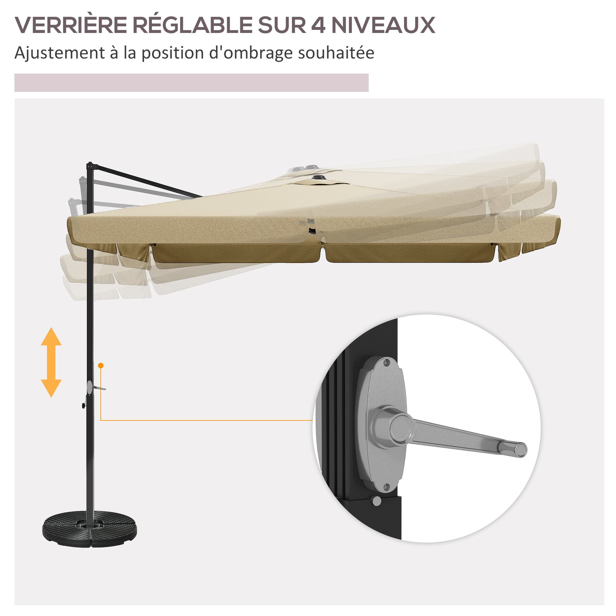 Square Tilted Cantilever Umbrella with Cross Base 3x3x2.56H m, Aluminum for Garden, Terrace, Balcony, Beige