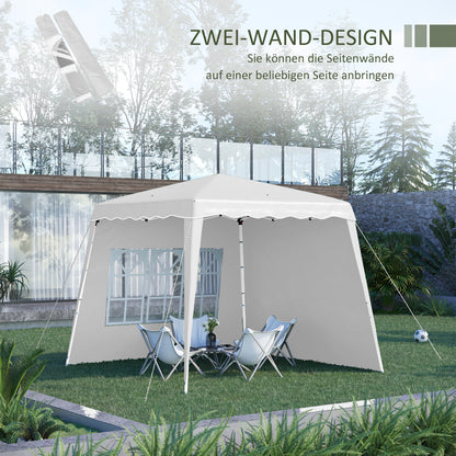Folding Gazebo 2.4 x 2.4m Gazebo with Side Wall Adjustable Height Party Tent with UV Protection, Folding Tent with Carrying Bag for Garden, Balcony, Oxford, Steel, White
