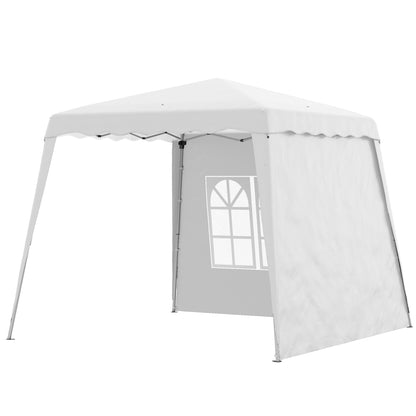 Folding Gazebo 2.4 x 2.4m Gazebo with Side Wall Adjustable Height Party Tent with UV Protection, Folding Tent with Carrying Bag for Garden, Balcony, Oxford, Steel, White