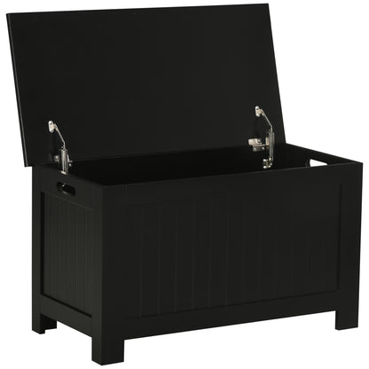Bedroom Storage Trunk Storage Bench with Safety Hinge for Hallway Living Room 81x40x46 cm Black