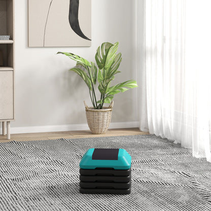 SPORTNOW Aerobic Step for Fitness Stepper with Adjustable Height of 10/15/20/25/30 cm Load 150 kg for Home Gym Training Blue