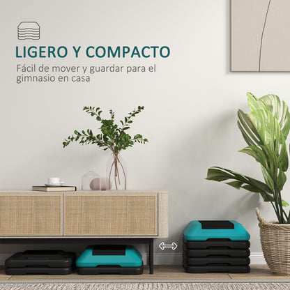 SPORTNOW Aerobic Step for Fitness Stepper with Adjustable Height of 10/15/20/25/30 cm Load 150 kg for Home Gym Training Blue