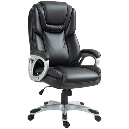 Office Chair, Computer Chair, with Tilt Function, High Backrest, 360° Swivel Wheels, Adjustable Height, Black