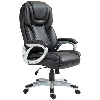 Office Chair, Computer Chair, with Tilt Function, High Backrest, 360° Swivel Wheels, Adjustable Height, Black