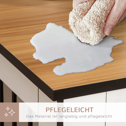 Dog Crate Furniture with Doors Window Modern Steel Home Indoor Dog Cage for Large Dogs up to 30 kg Dog House 106 x 60 x 76 cm, Oak+White