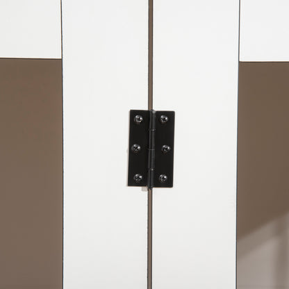 Dog Crate Furniture with Doors Window Modern Steel Home Indoor Dog Cage for Large Dogs up to 30 kg Dog House 106 x 60 x 76 cm, Oak+White