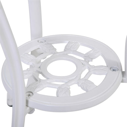 3-Piece Bistro Set made of Aluminum Garden Furniture Set with Carved Design Seating Group with Garden Chairs Bistro Table Umbrella Hole Outdoor Balcony Furniture Set Balcony Set Garden Set White