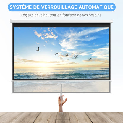 120-inch Projection Screen, Projector Screen, for Home Cinema, 16:9 4K HD, Wall or Ceiling Mount, 283 x 8 x 192 cm, White