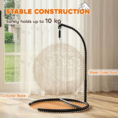 Woven Cat Bed — Elevated Rattan Cat House with Washable Cushion & Toy Ball, Indoor Hideout, 17.7 x 16.1 x 29.5 in (45 x 41 x 75 cm), Light Brown
