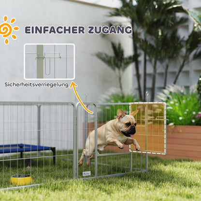 Puppy Playpen 8-Piece Puppy Playpen with 8 Grid Panels Door Ground Spikes Flexible Protective Tarp Playpen 60 cm High Dog Playpen Enclosure For Dogs Cats Puppy Playpen for Outdoors