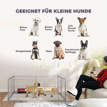 Puppy Playpen 8-Piece Puppy Playpen with 8 Grid Panels Door Ground Spikes Flexible Protective Tarp Playpen 60 cm High Dog Playpen Enclosure For Dogs Cats Puppy Playpen for Outdoors