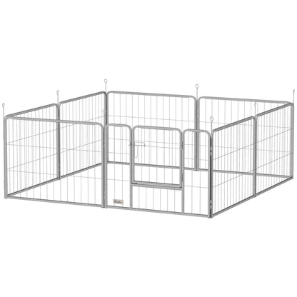 Puppy Playpen 8-Piece Puppy Playpen with 8 Grid Panels Door Ground Spikes Flexible Protective Tarp Playpen 60 cm High Dog Playpen Enclosure For Dogs Cats Puppy Playpen for Outdoors