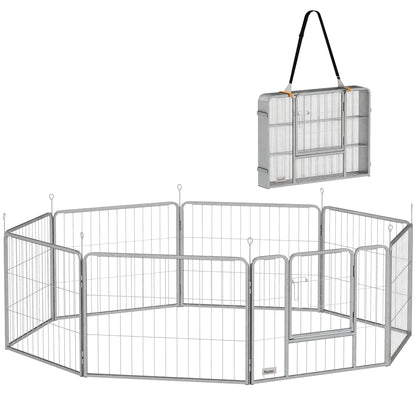 Puppy Playpen 8-Piece Puppy Playpen with 8 Grid Panels Door Ground Spikes Flexible Protective Tarp Playpen 60 cm High Dog Playpen Enclosure For Dogs Cats Puppy Playpen for Outdoors