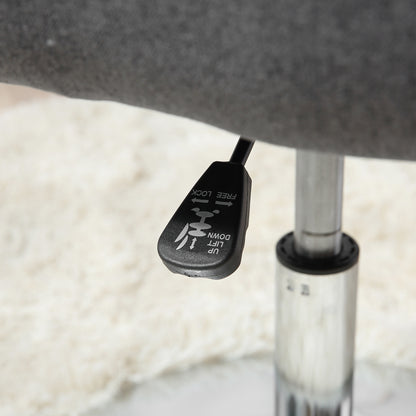 Chair Lounge Chair with Armrest, Lumbar Pillow, Upholstered Recliner with Metal Frame, Linen Look, Height Adjustable Swivel Chair for Bedroom, Living Room, Dark Gray