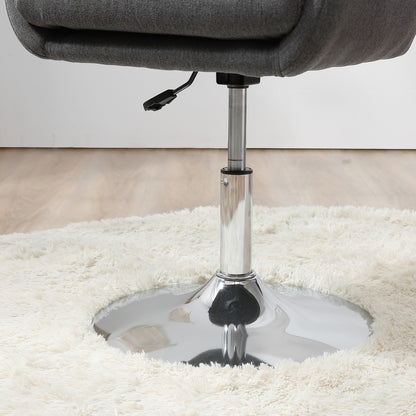 Chair Lounge Chair with Armrest, Lumbar Pillow, Upholstered Recliner with Metal Frame, Linen Look, Height Adjustable Swivel Chair for Bedroom, Living Room, Dark Gray