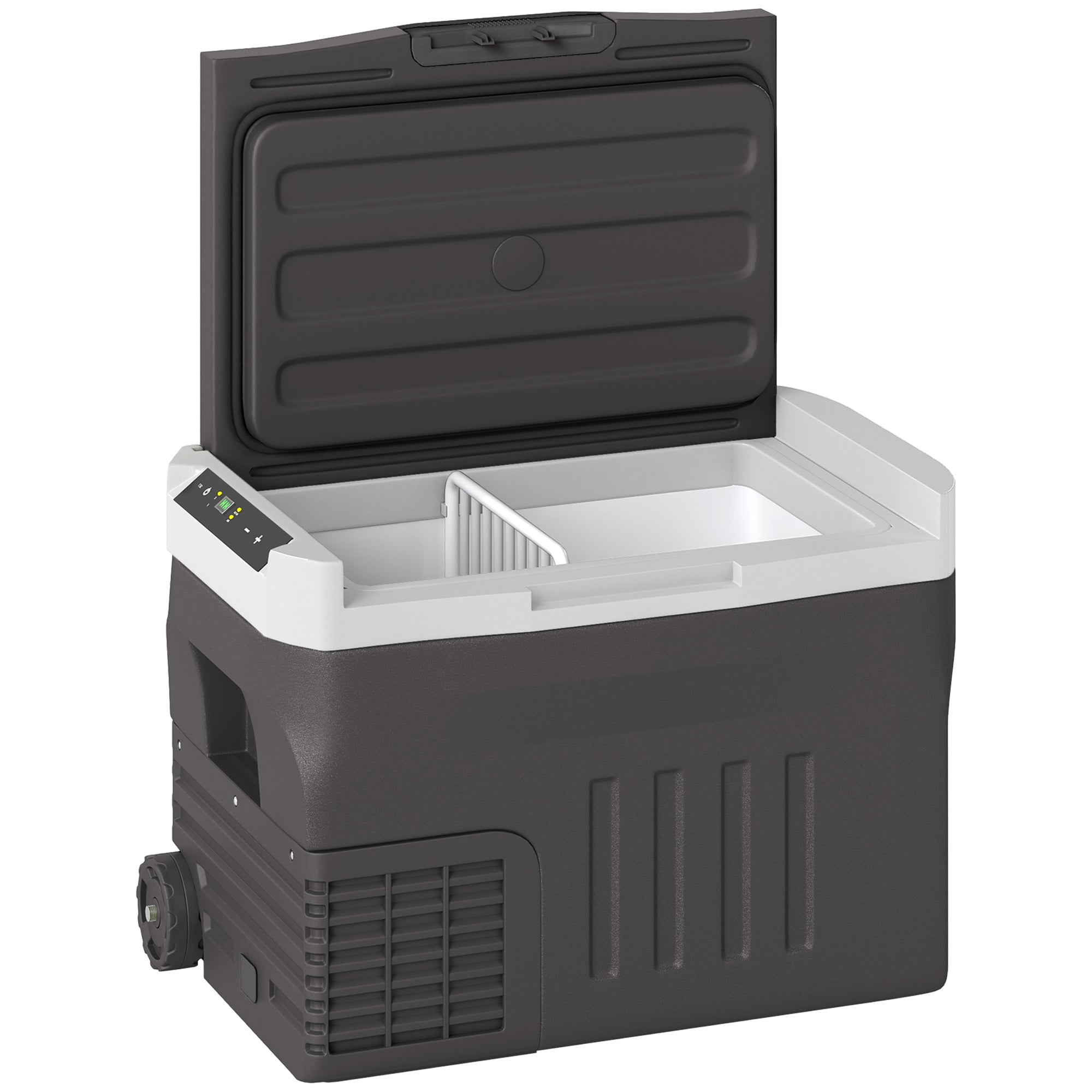 30 Liter Compressor Cooler Box Electric Fridge with LED ECO Mode Connection Cooling Function Freezer Box Thermobox Mini Refrigerator 12/230 Volt for Car Socket Truck Camping Black