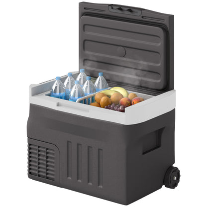 30 Liter Compressor Cooler Box Electric Fridge with LED ECO Mode Connection Cooling Function Freezer Box Thermobox Mini Refrigerator 12/230 Volt for Car Socket Truck Camping Black