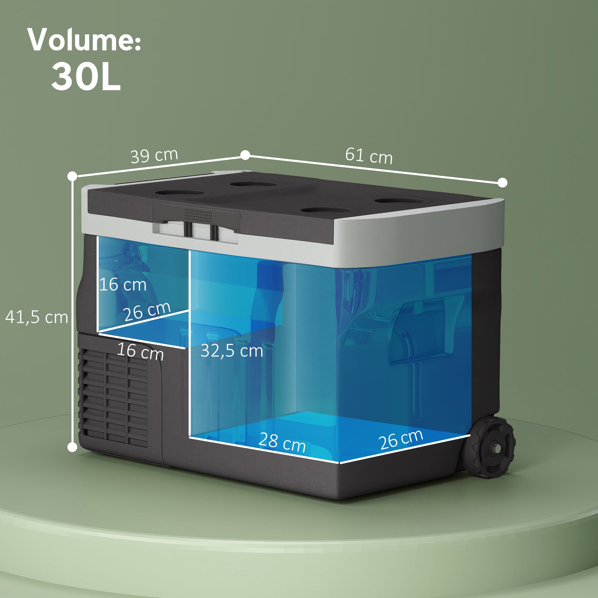 30 Liter Compressor Cooler Box Electric Fridge with LED ECO Mode Connection Cooling Function Freezer Box Thermobox Mini Refrigerator 12/230 Volt for Car Socket Truck Camping Black
