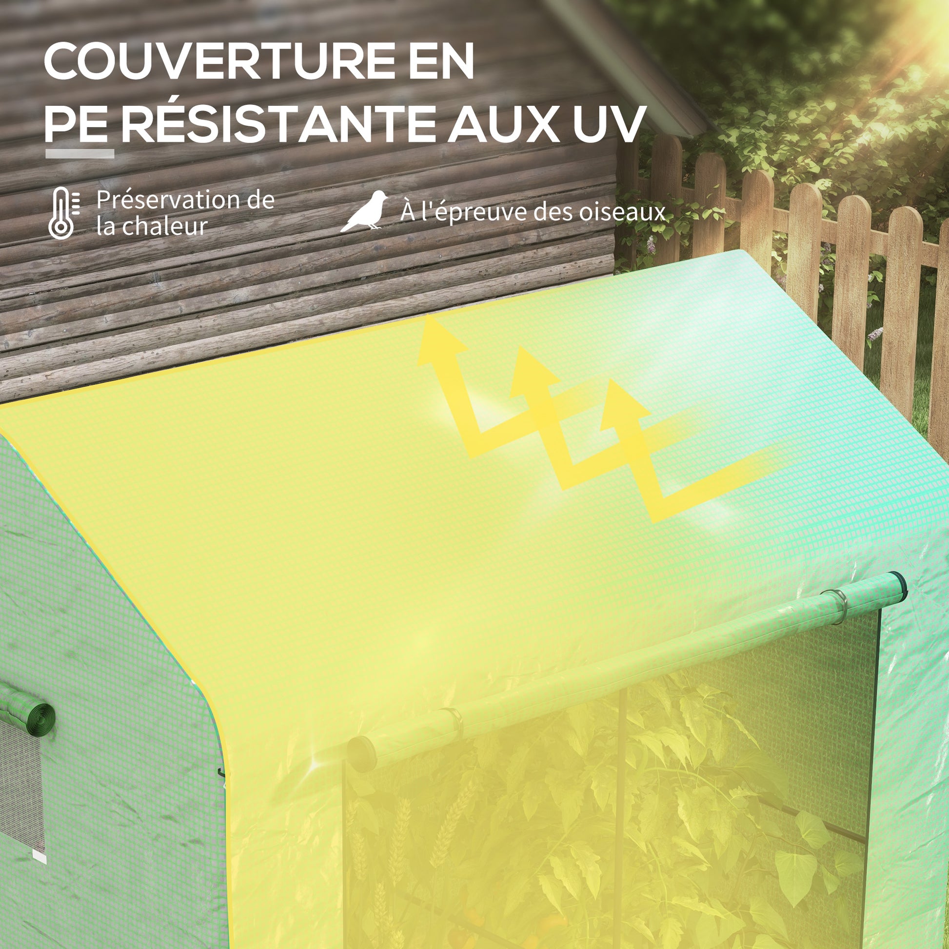 Garden Greenhouse PE, Balcony Greenhouse, Reinforced 135 g/m² Tarpaulin, Steel Frame, Roll-Up Zipper Door, for Vegetables Plants Flowers, Indoor and Outdoor, 200 x 140 x 200 cm, Green